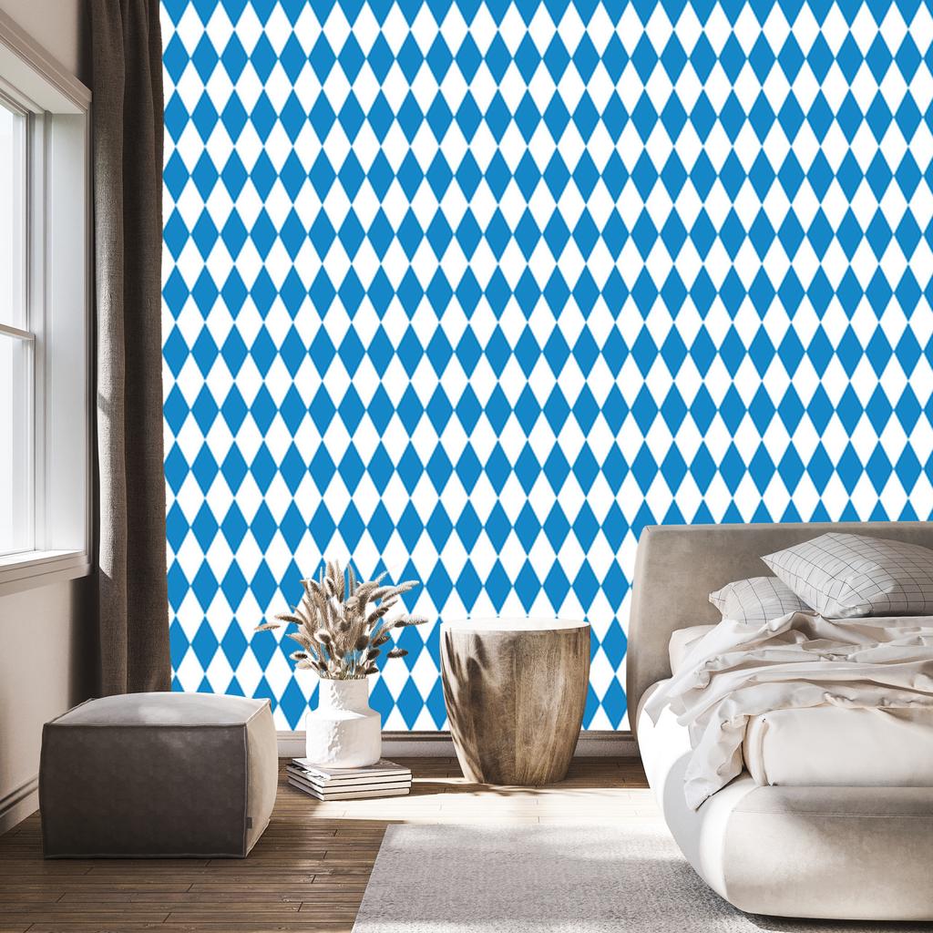 Harlequin Rhombus Wallpaper Azure and White for Living Room and Bedroom 50x1000