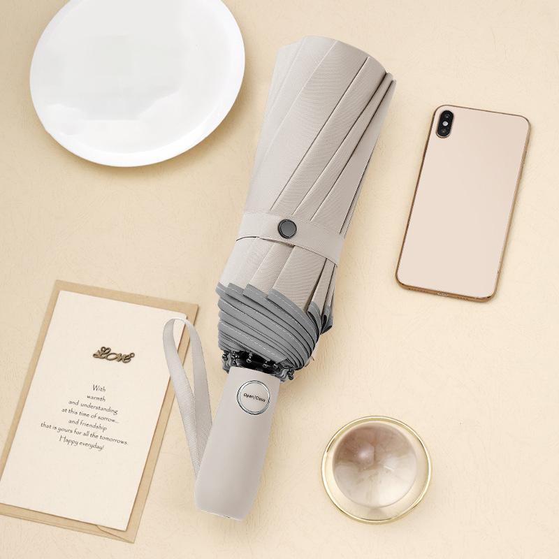 

Полностью автоматический зонт с 12 спицами, ветрозащитный, прочный, большой, складной, для женщин, двухслойный, для гольфа, дождевик бежевый