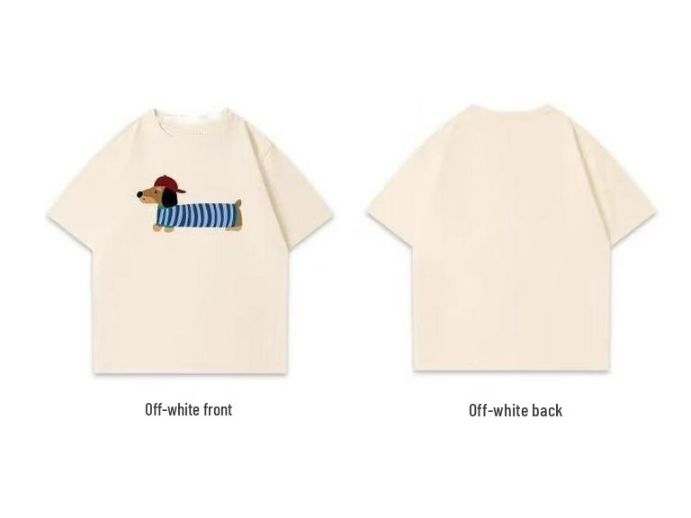 Women's Summer Retro Dachshund Print Loose Comfortable Five-Sleeve T-Shirt