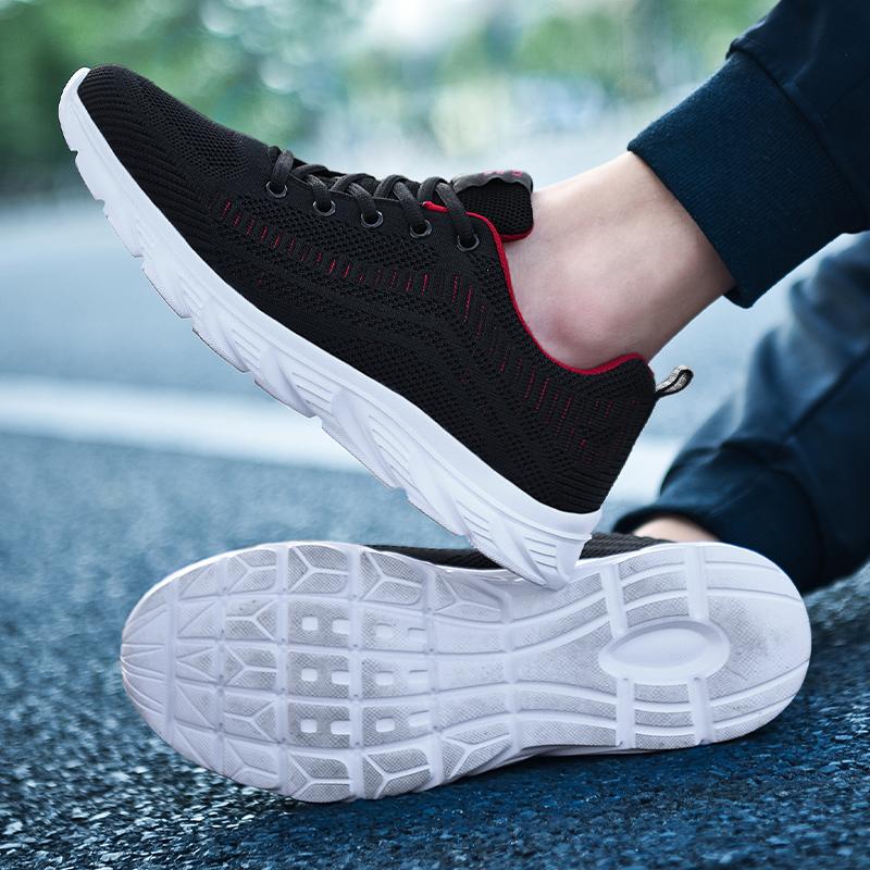 Мужская обувь Лето Черные сетчатые дышащие кроссовки Мягкая подошва Нескользящие — фото 19