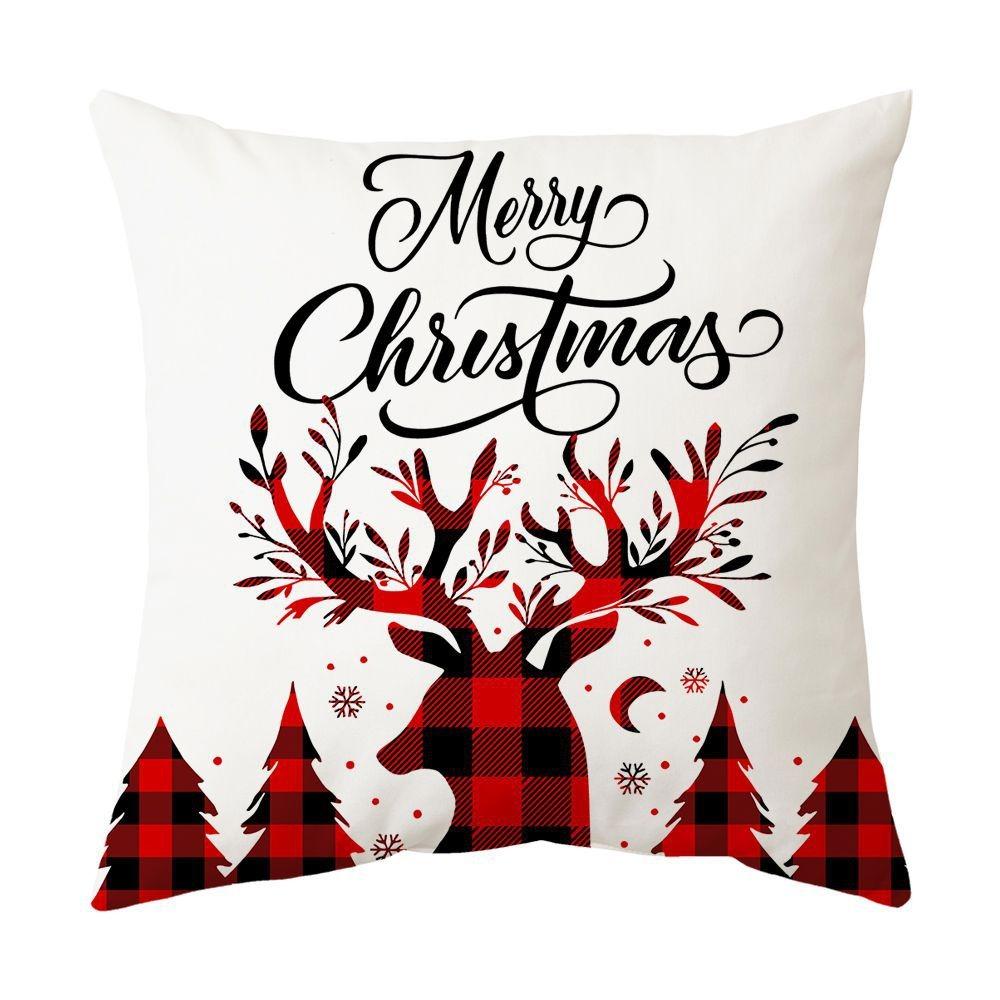 Christmas home decoration pillow cover Merry Christmas Snowman Christmas tree plaid printed cushion cover Sofa room decoration