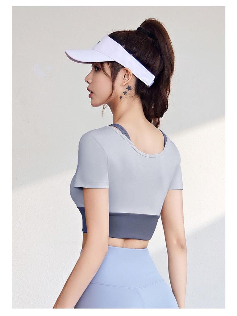 Juyitang Two-in-One Colorblock Yoga Suit - Bra-Free Fitness Apparel