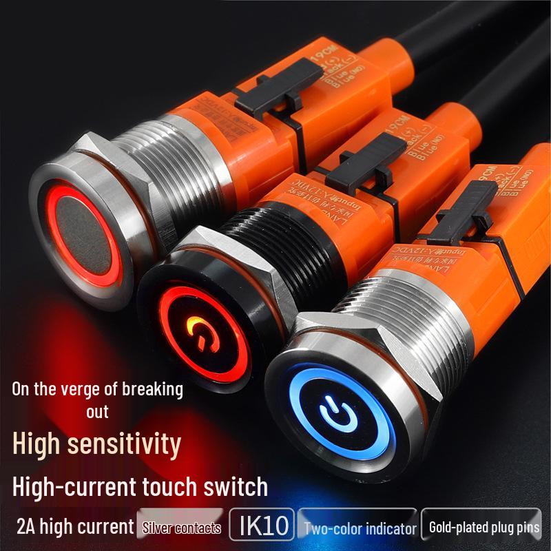 Blue Wave Spot High-End 19mm/22mm Stainless Steel Waterproof Touch Switch with Two-Color Light (12V/24V).