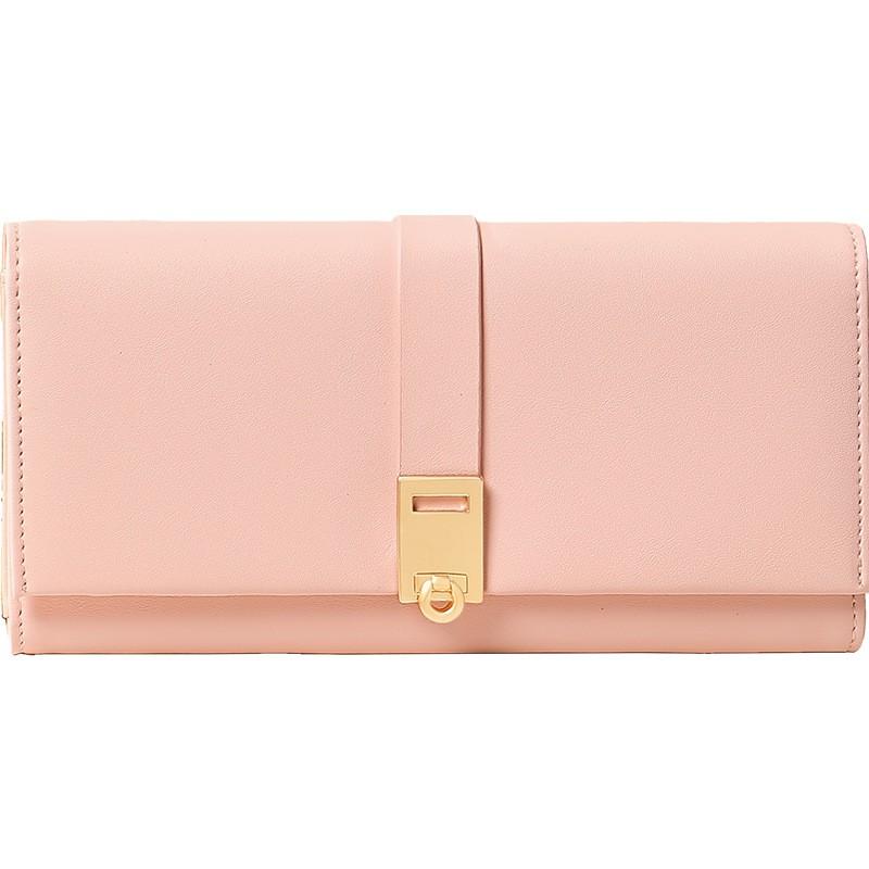 Elegant Womens Long Wallet With Cash Compartment Genuine Leather Clutch Purse Soft Pink Daily Use