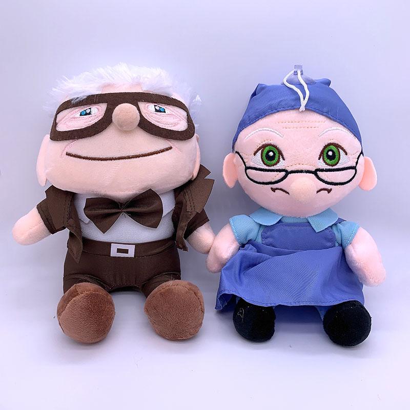 2 unidades/juego 14/20 cm Juguetes la Película UP Carl Abuelo Abuela Dibujos Animados Rellenos Suaves de Felpa Carl Up Peluches Regalos para Niños