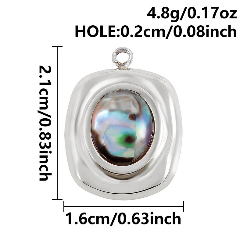 2pcs Various Shape Abalone Shell Trendy Square Oval Rectangle Stainless Steel Charm For Jewelry Making Supplies DIY Pendant Bulk