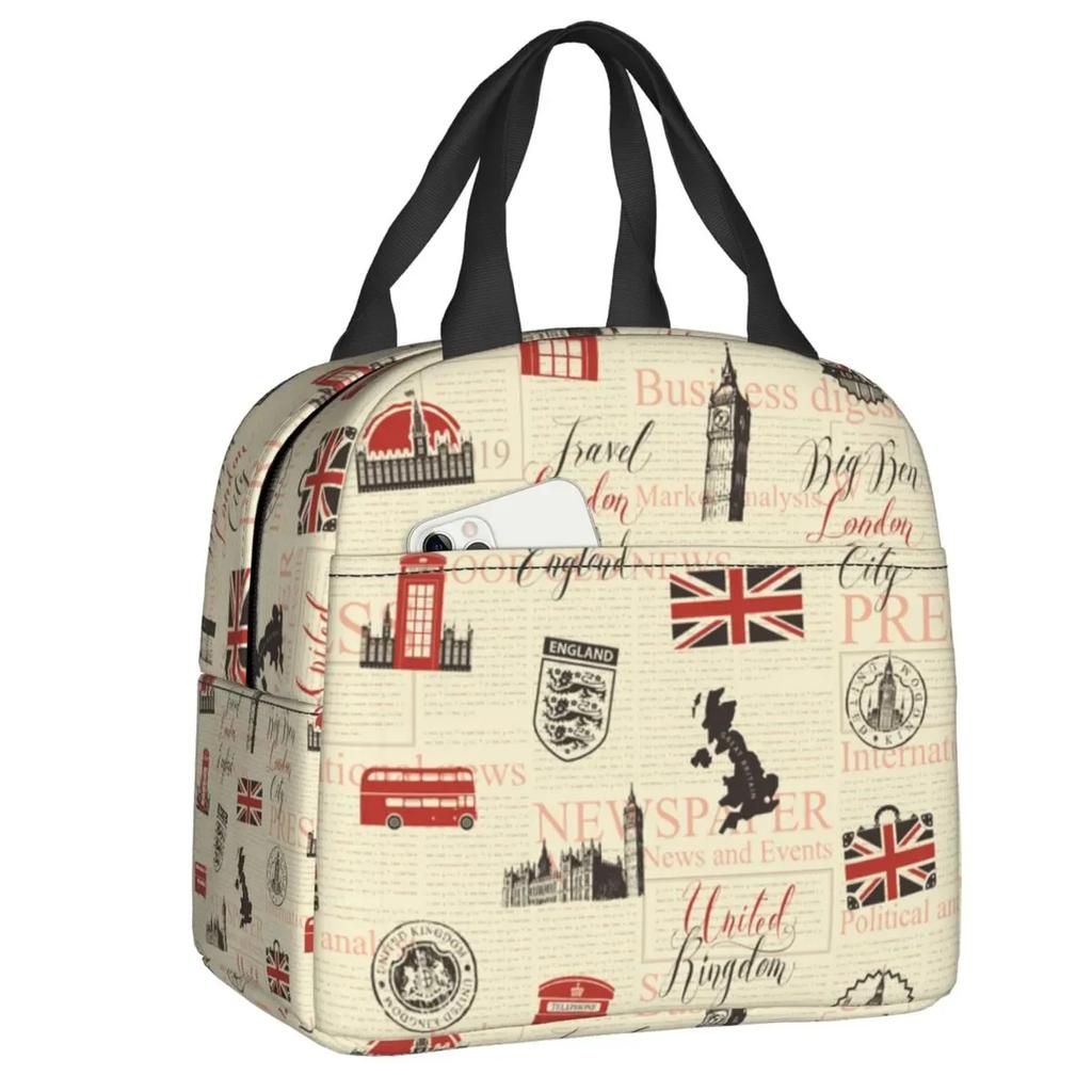 Lunchbox für Damen mit britischer Flagge und britischem Symbol, wasserdicht, Thermo-Kühltasche für Lebensmittel, isoliert, für die Schule, Picknick-Tragetaschen