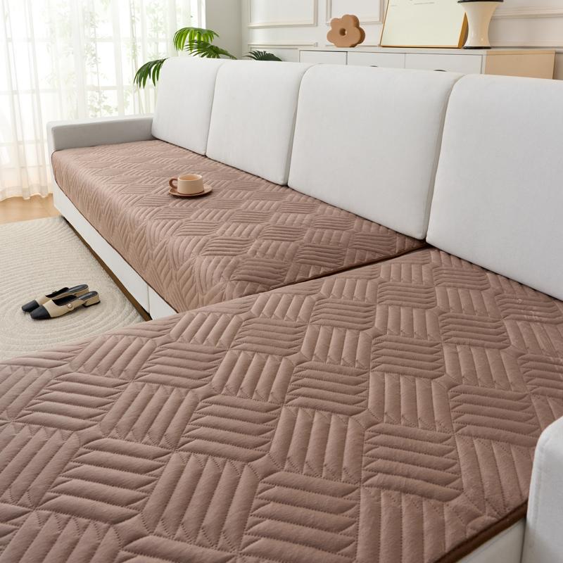 Striped Velvet Sofa Mat Towel L Shape Pets Kids Sofa Pad Pets Kids Solid Color Non-Slip Couch Slipcover Home Funda Sofa