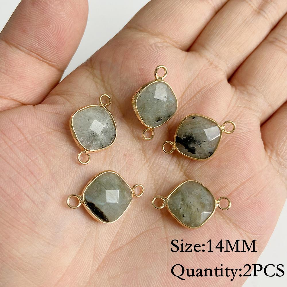 Natural Flash Labradorite Stone Charm Pendant Healing Semi-precious Stone Connector for Jewelry Making Necklace Accessories Gift