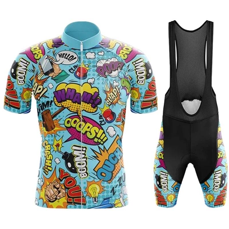 

Pro Team Cycling Clothing Man s Summer MTB Bike Suit Short Sleeve Bike Clothes Ropa Ciclismo Hombre Cartoon Cycling Jersey Sets Asian size-S