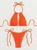 2025 Bikini con Scollo all'americana e Laccetti Laterali a Rete Affumicata Costume da Bagno Donna Due Pezzi Bikini Set Costume da Bagno Abbigliamento da Spiaggia