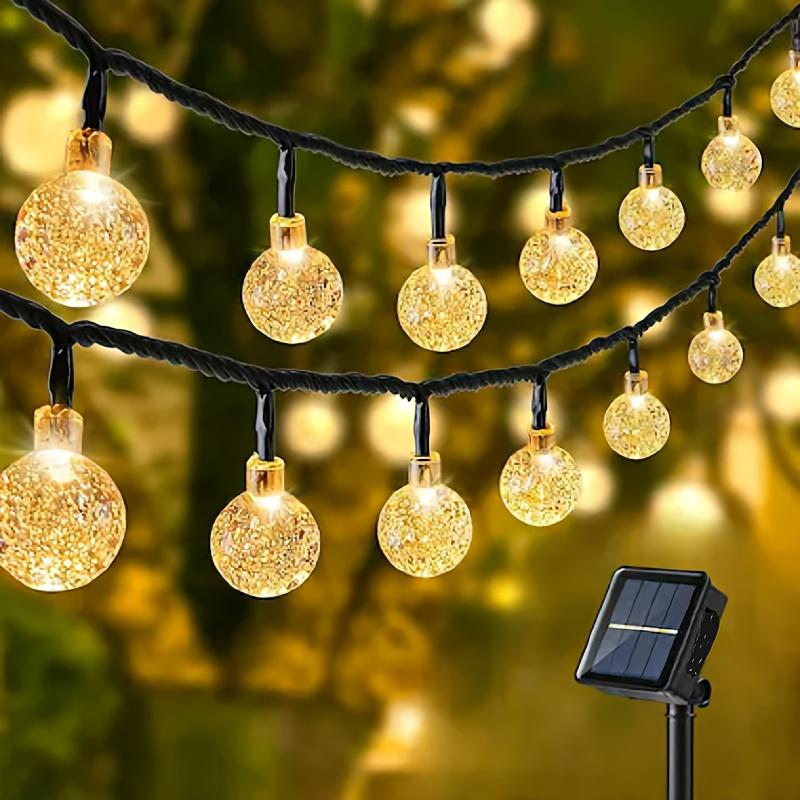 Solar Crystal Ball String Lights with 20–100 LEDs – Waterproof Outdoor Fairy Lights with 8 Modes for Garden Christmas Decoration