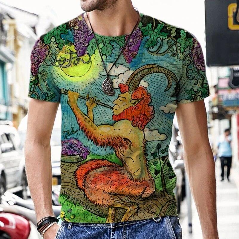 Illustrazione artistica dei tarocchi Motivo T-shirt da uomo stampata in 3D Moda casual Cool Street Harajuku Personalità Camicia stile 3D