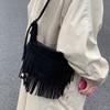 Small Bag Women's 2025 New Korean Version Retro Fashion Shoulder Messenger Bag Niche Design Texture Portable Fringed Bag