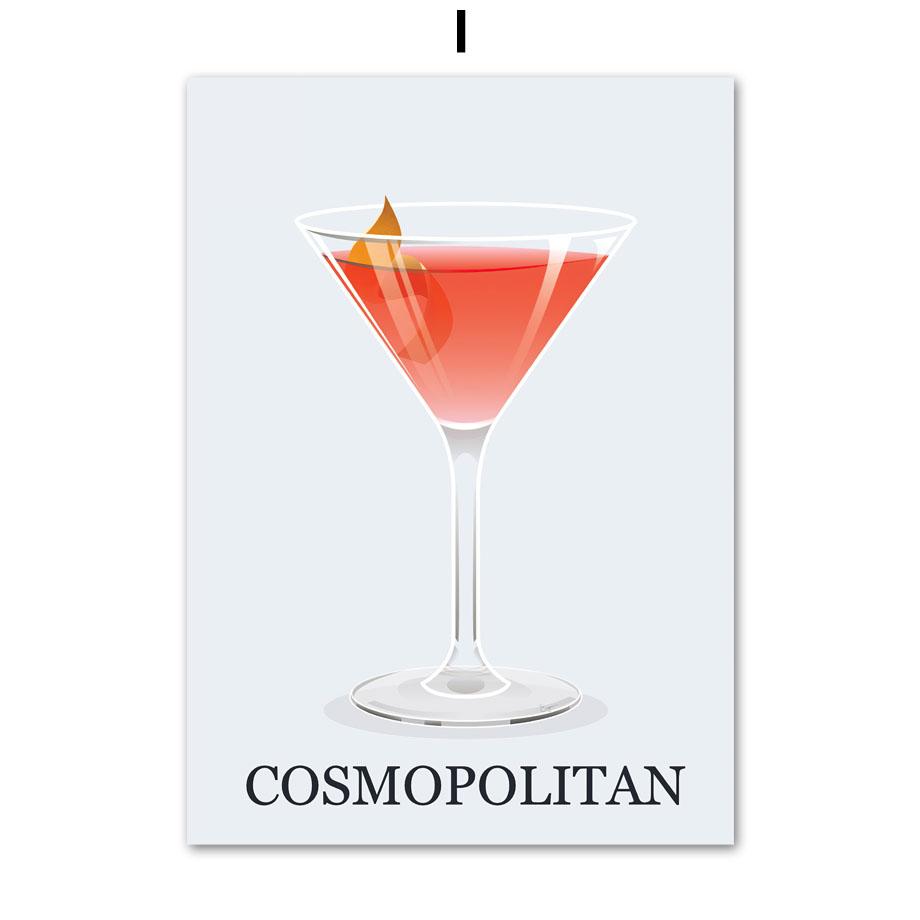 Tequila Margarita Martini Mojito Cocktail Nordic Poster Wall Art Print Canvas Painting Kitchen Decor Pictures For Living Room