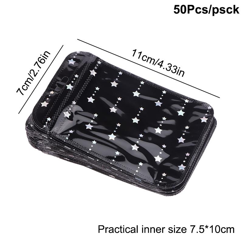 

50 шт. Зиплок пакет в форме звезды Лазерный упаковочный пакет Пластиковые пакеты для запайки Многоразовый пакет для продуктов Серьги Ожерелье Сумка для хранения ювелирных изделий Подарочные пакеты 7cm×11cm