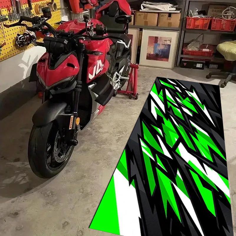 VIKAMA Motorcycle Racing Rug Biker Garage Mat Auto Sport Decor Entrance Doormat Sporty Design Floor Carpet Home Decor