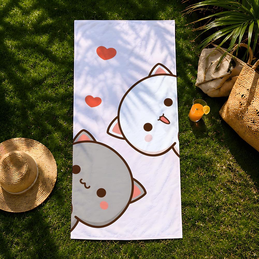 Character P-Peach C-Cat Towel Beach Towel, Quick Drying Absorbent Bath Towel For Swim,Gym,Camping,Outdoor Hot