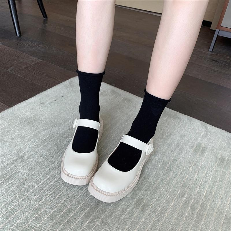 Fashion Japanese Lolita Shoes Girls Platform Flats Belt Strap Mary Jean Cosplay Maid Footwear Women Square Toe Loafers Ladies Boat Shoes