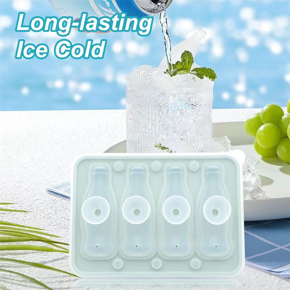 3D Cokes Bottle Shaped Ice Mold with Lid Silicone Maker for Creative Drink and Parties Popsicles Making Tool