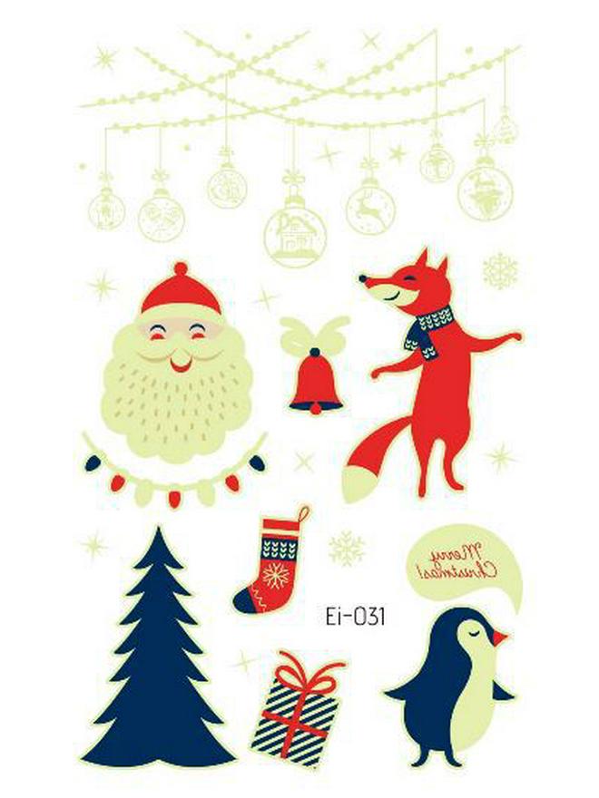 Ricalon Glow-in-the-Dark Waterproof Christmas Temporary Tattoos for Kids