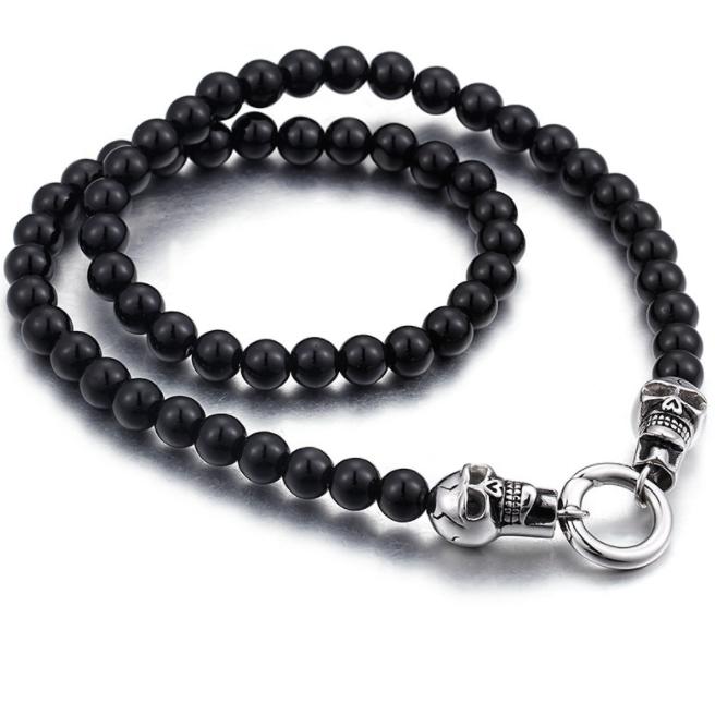 Herren Trendy Edelstahlarmband mit Totenköpfen Lava-Stein Perlenarmbänder für Geschenk Hochzeit mit Zirkon als Hauptstein