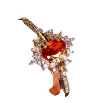 Hot Sale New Luxury Four-claw Zircon Gold Egg-Shaped Pomegranate Red Diamond Shining Ring Women