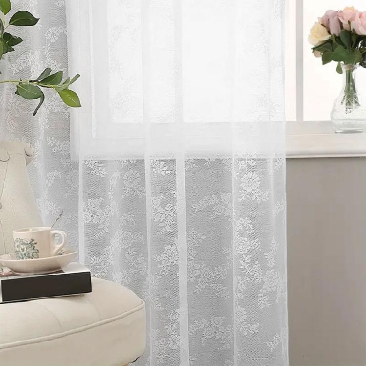 Beautiful Floral Lace Curtains With Portable Polyester For Home Decoration