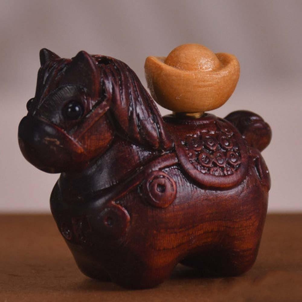 Chinese Style Zodiac Horse Pendant Mini Green Sandalwood Phone Chain Carved Foal Pendant  Men