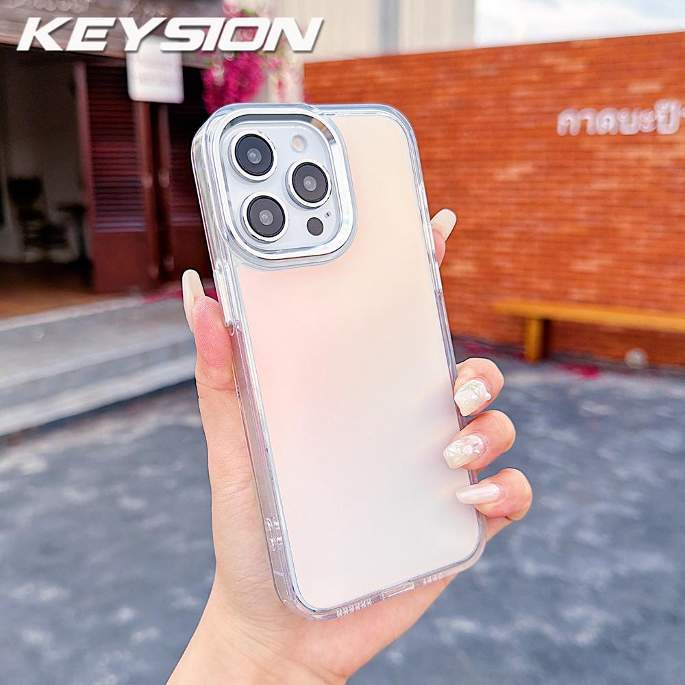 KEYSION Fashion Laser Gradient Colorful Phone Case for iPhone 11 12 13 Pro Max Soft TPU+PC Shockproof Back Cover for iPhone 11 12 13