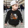 Boys' Halloween Boo Cat Casual Pullover Warm Sweatshirt for Outdoor and Everyday, Fun Designs, Comfortable Simple Autumn Winter