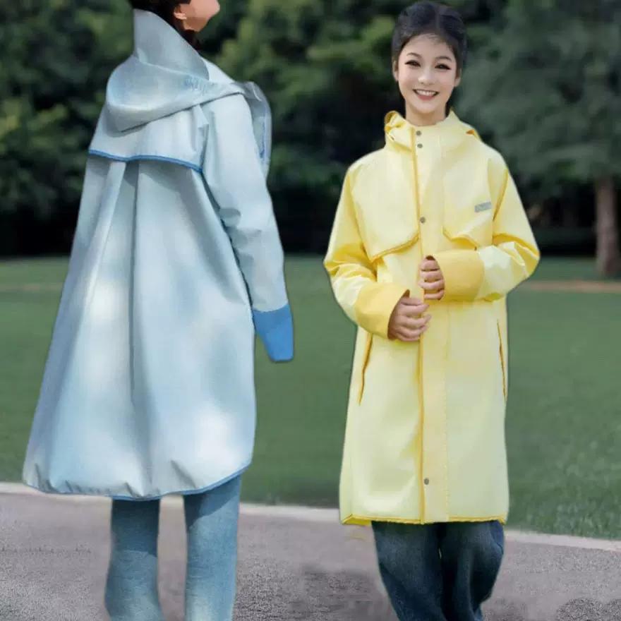 Einfarbiger Kinder-Regenmantel für Jungen und Mädchen, Kindergartenkinder, Sturm-Reflexions-Regenponcho, Klassischer Windbreaker-Stil mit Rucksack