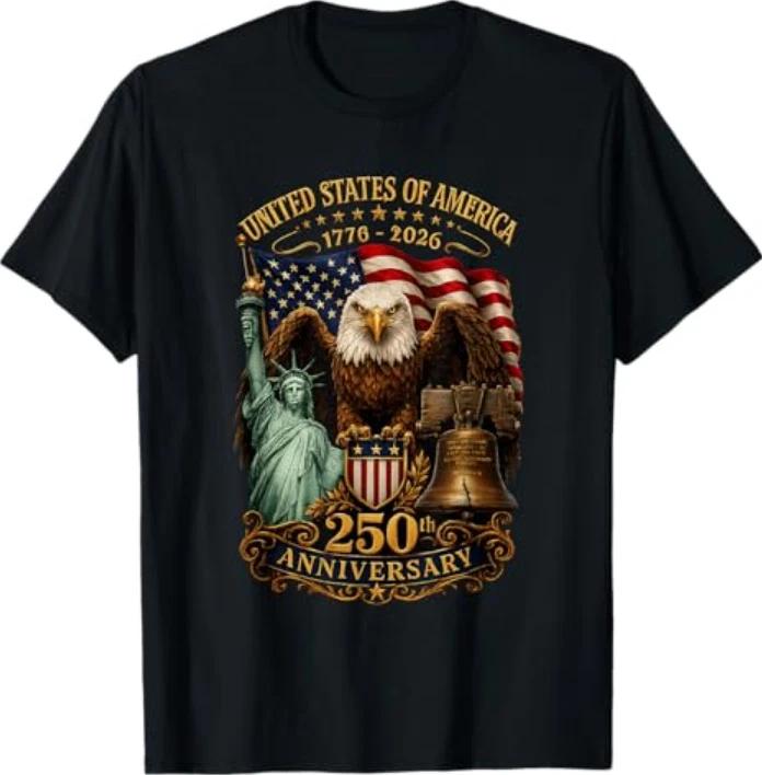 America 250th Anniversary 1776 2026 Patriotic 4th Of July TShirt S