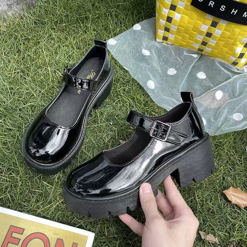 Summer Japanese Spring and Summer Jk Uniform Shoes Heightened Platform Student Mary Jane High Heel Retro Single Shoes British