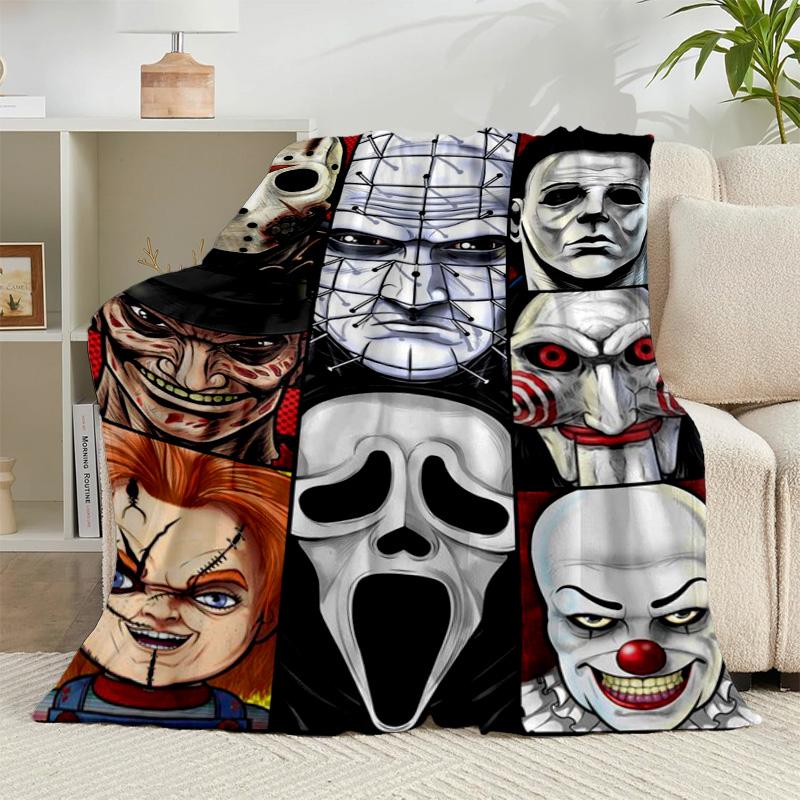 1PC Horror Movie Icons Flannel Blanket Gift, Suitable for Both Men And Women, Soft Ideal for Beds And Sofa, Birthday Or Christmas Gift