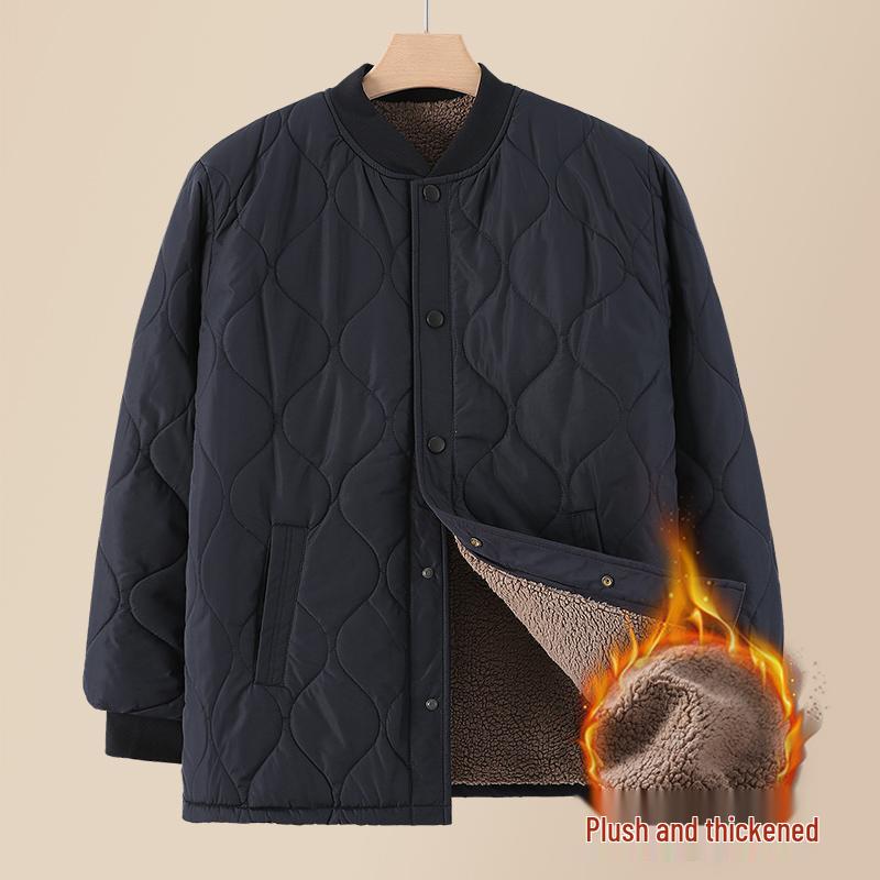 Grandpa's Warm Cotton-Padded Winter Coat - Fleece-Lined Jacket for Middle-Aged & Elderly Men