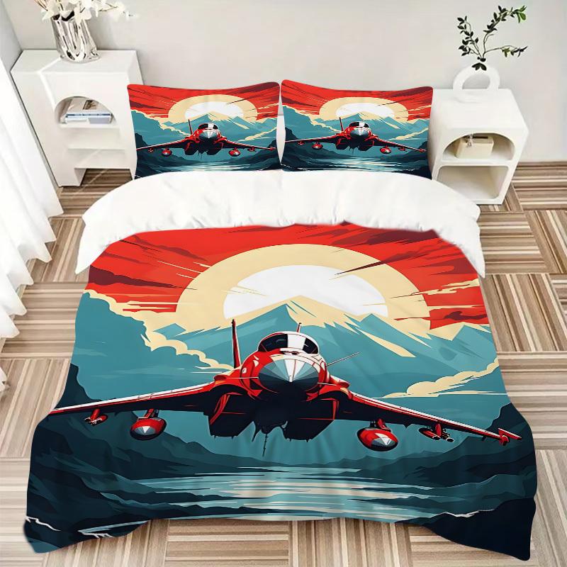 3er-Set Jet Flight 1 Bettbezug + 2 Kissenbezüge, Kissenfüllungen Nicht Enthalten, Maschinenwaschbar, Ganzjahresnutzung, Geeignet für Schlafzimmer Gästezimmer48