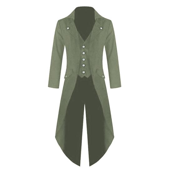 

Чоловічий готичний фрак з лацканами з довгим рукавом, однобортний середньовічний фрак у стилі ретро M зелений