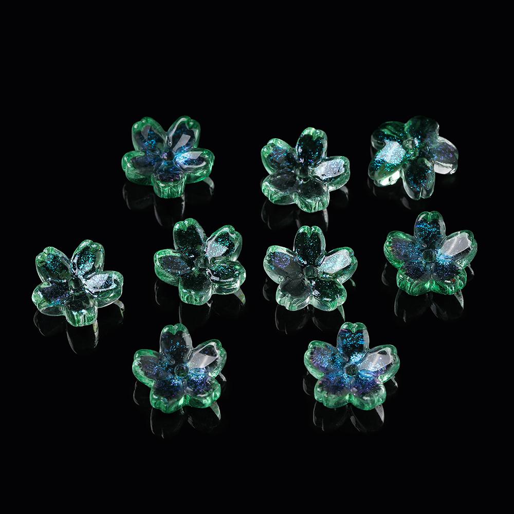 20 Stück/Los Bunte Sakura-Blüten-Lampwork-Perlenkappen Glas-Abstandshalterperlen für Schmuckherstellung DIY Haarnadelzubehör