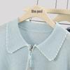 Women's Wool Blend Ice Silk Knit Polo T-Shirt