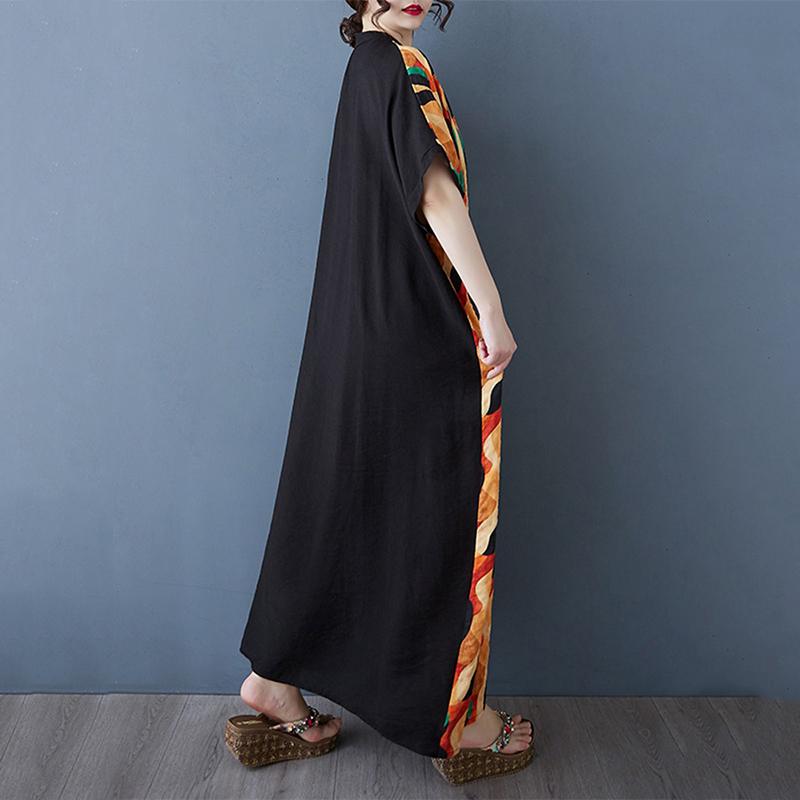 XITAO Print Patchwork Pocket Dress ZMY1085