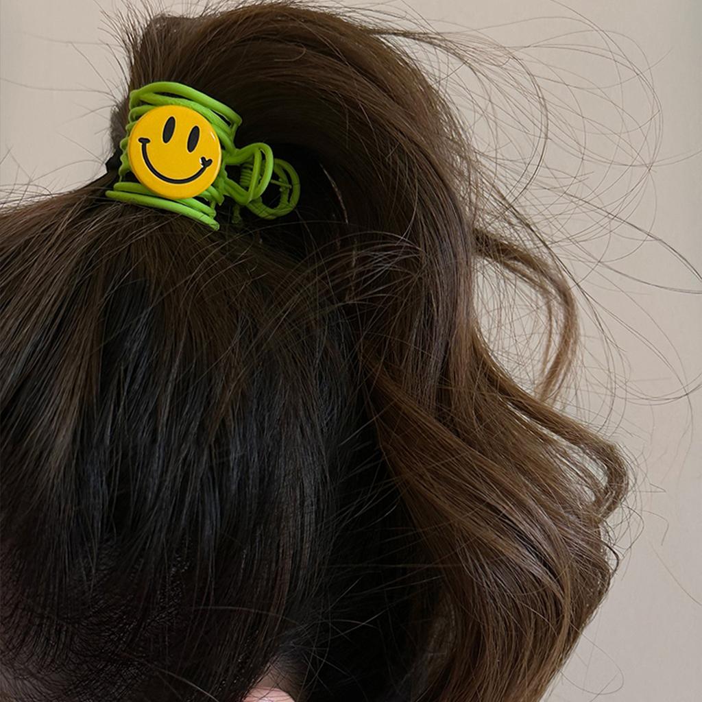 Cute Smiley Dopamine Hairpin Female 2025 Back Head Grab Clip Summer Simple Ins High Ponytail Headdress