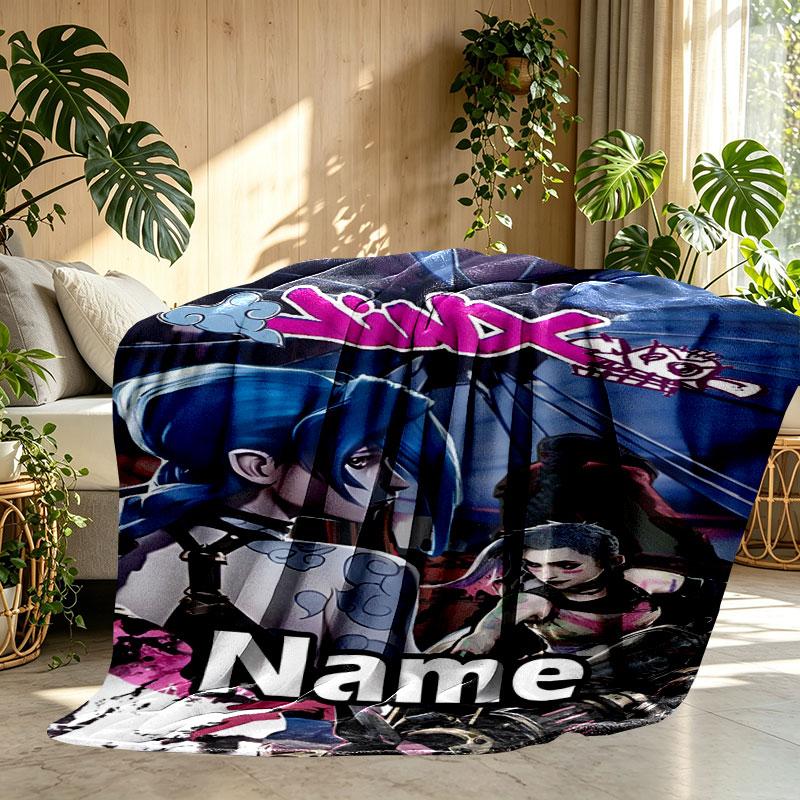 Custom Name Personalized Jinx Print Blanket, Home Decor, Bedroom, Sofa, Camping, Couch, Gifts for Birthday Christmas