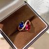 Cultivate gemstone 6 * 8 two-color fashion versatile ring design ring jewelry