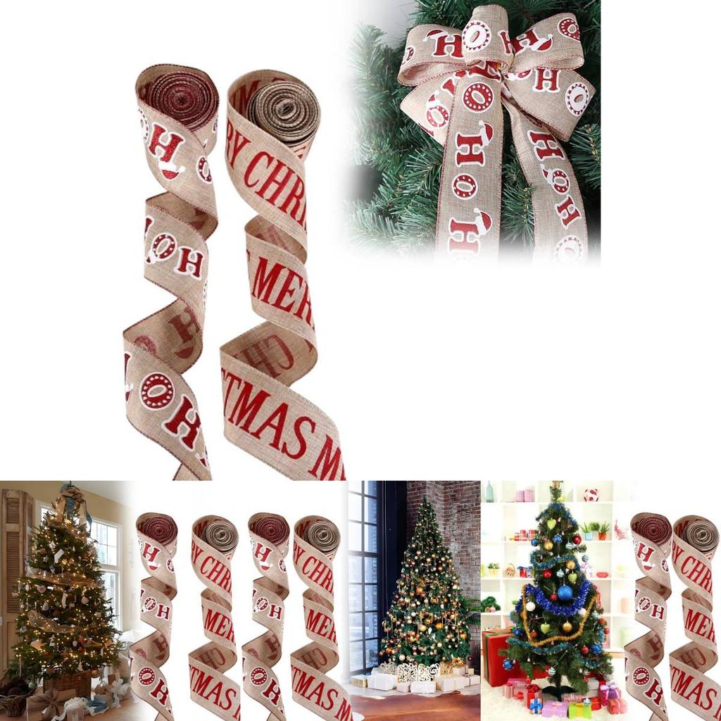 Festive 2 Meter Christmas Ribbon Banner Featuring Joyful Christmas Letters For Gifts