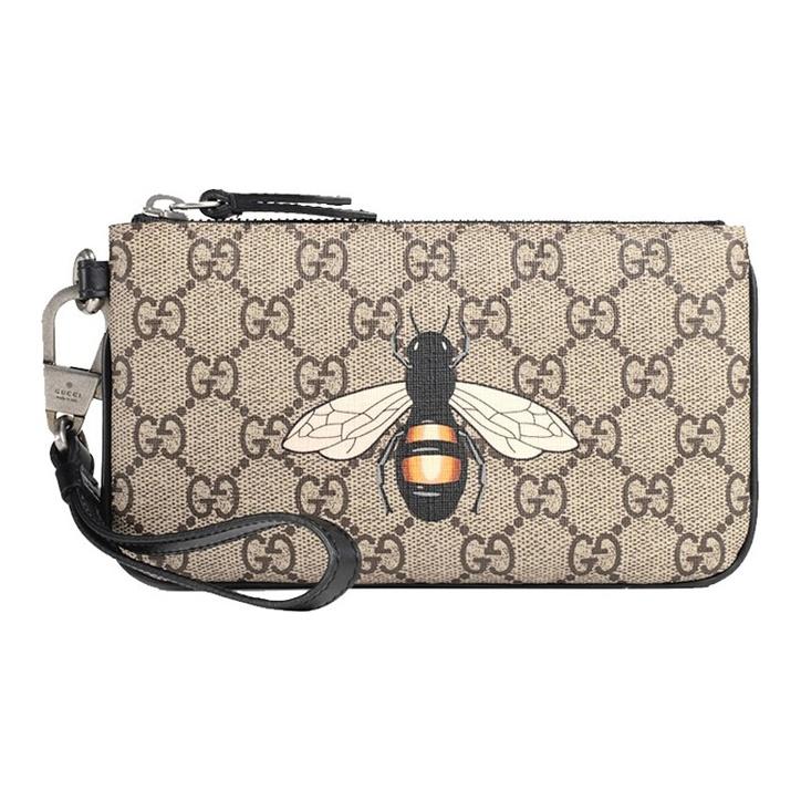 

Гаманець-клатч Gucci з принтом бджіл, полотно та шкіра, чоловічі гаманці, бежевий, темно-коричневий 522866-K5V1N-8666 Box(Basic Set+Box)