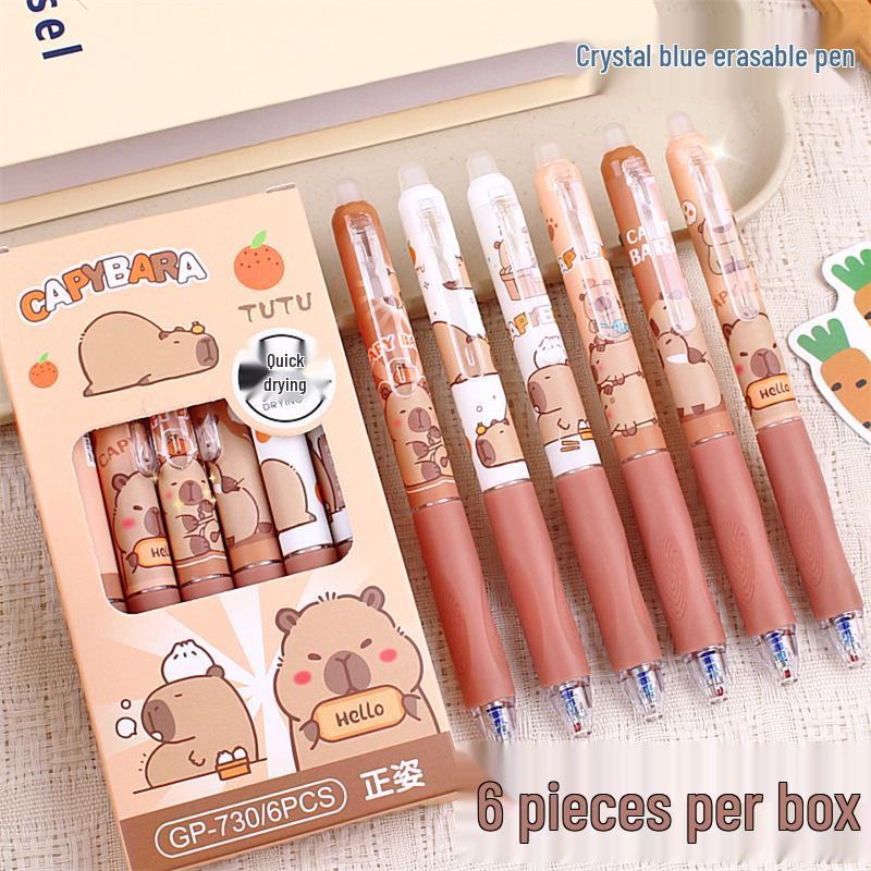 

Мультяшная капибара стираемая гелевая ручка 0,5 мм - Ручка с кнопкой для коррекции осанки у детей, кристально-синяя 0.5mm Erasable Crystal Blue