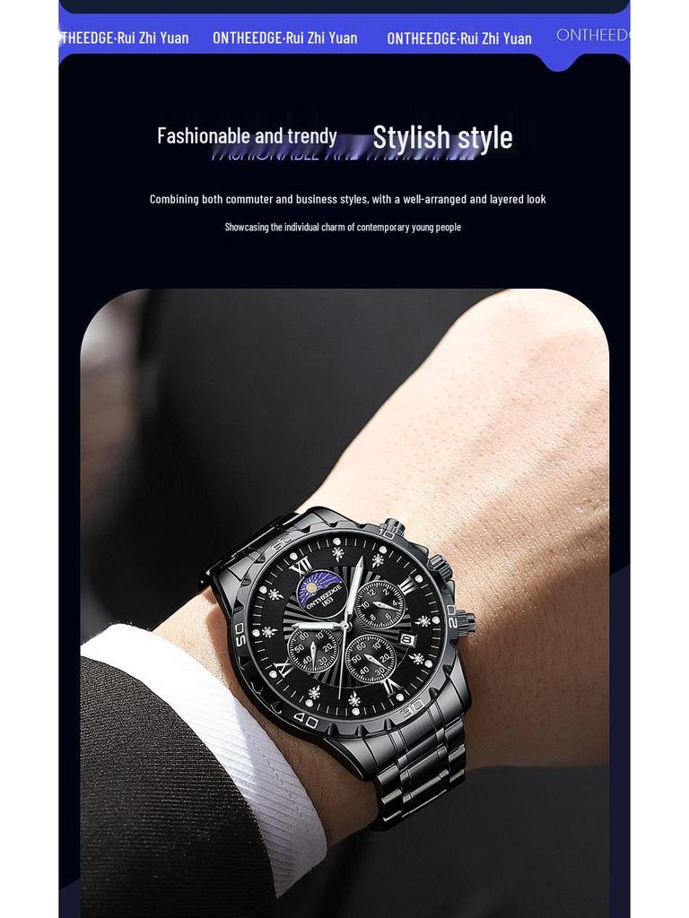 Hong Kong Fashion Swiss Men's Luminous Waterproof Steel Band Watch