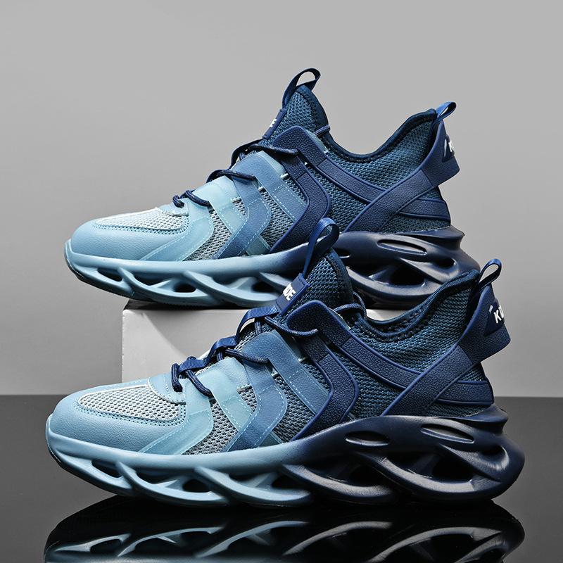 

Spring and summer new men s shoes ultra-light bottom thick sole casual breathable versatile fashion solid color sports shoes 46 синий