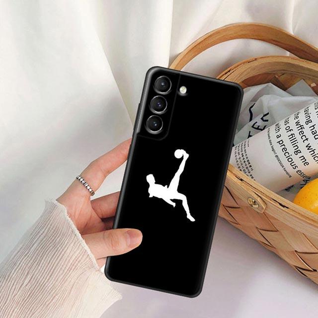 Fire Football Soccer Ball Phone Case For Samsung Galaxy S24 Ultra S23 5G S20 S21 23 FE S25 S22 S24FE Plus Case Black Soft Cover